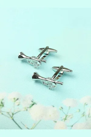 Tossido Men Silver-Toned Quirky Cufflink