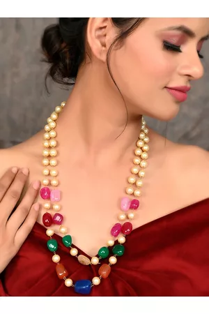 Silvermerc Designs Unisex Gold-Toned & White Brass Gold-Plated Layered Necklace