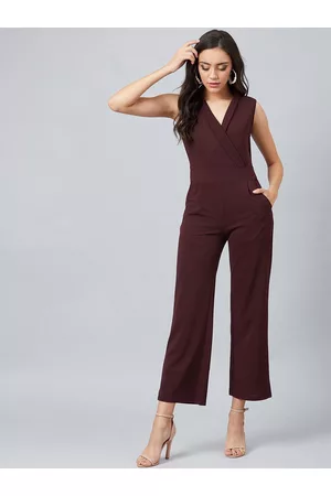 ATHENA Women Brown Solid Basic Jumpsuit