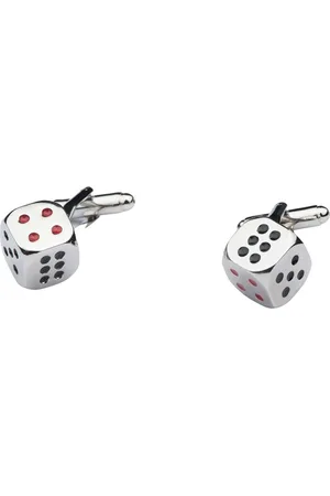 The Tie Hub Men Silver-Toned & Black Cube Cufflink