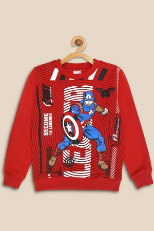 Kidsville Boys Red Captain America Printed Sweatshirt