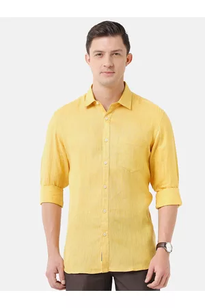 Linen Club Men Solid Sustainable Casual Regular Fit Linen Shirt