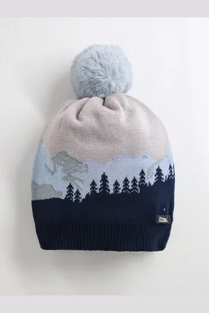 Cherry Crumble Girls Navy Blue & Grey Self Design Beanie