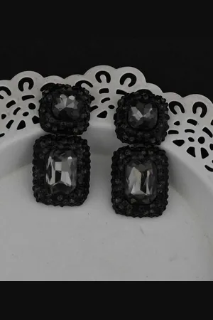 justpeachy Grey Geometric Drop Earrings