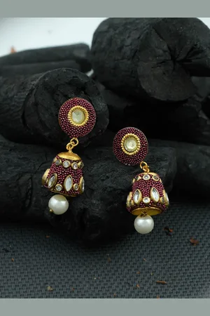 Silvermerc Designs Women Gold-Toned Dome Shaped Jhumka Earrings