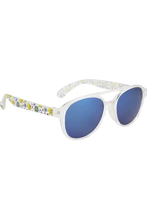 YK Unisex Kids Green Lens & White Wayfarer Sunglasses with UV Protected Lens