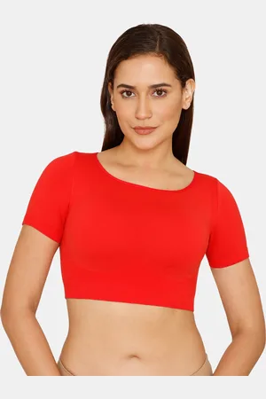 Zivame Women Red Solid Round Neck Saree Blouse