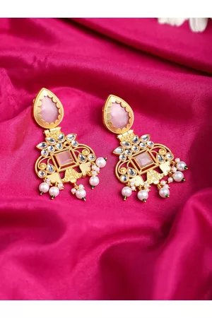 Yellow Chimes Women Gold-Toned Contemporary Drop Earrings