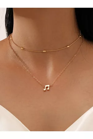 Shining Diva Shining Diva Women Fashion Set of 2 Gold-Toned Gold-Plated Layered Necklace