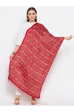 Clora Creation Red & White Printed Bandhani Dupatta