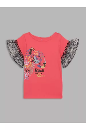 Elle Coral & Black Print Pure Cotton Top