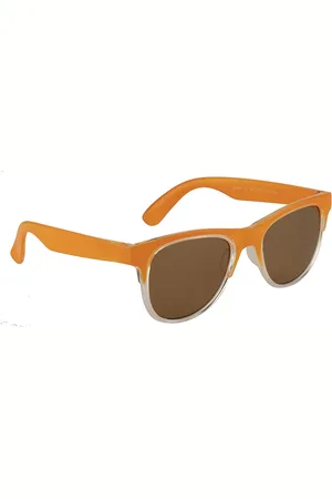 YK Unisex Kids Brown Lens & Orange Browline Sunglasses -J7585-Brown