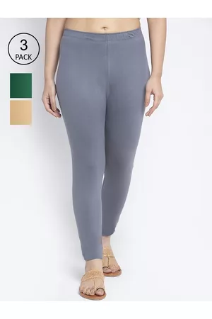 GRACIT Women Pack Of 3 Solid Ankle Length Super Combed Cotton Lycra Leggings