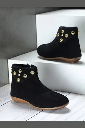 SHEZONE Women Black Mid-Top Flat Boots