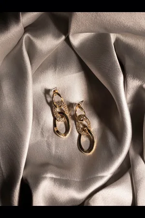 Jewelz Gold-Plated White Contemporary Drop Earrings