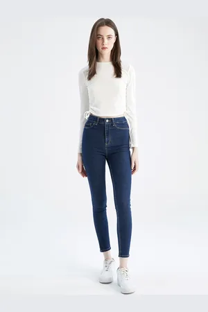 DeFacto Women Blue Slim Fit High-Rise Stretchable Jeans