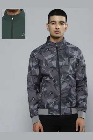 Fort Collins Men Green & Grey Camouflage Printed Reversible Bomber Jacket