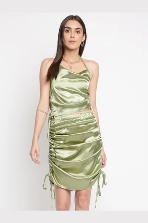 iki chic Women Green Crop Top & Skirt