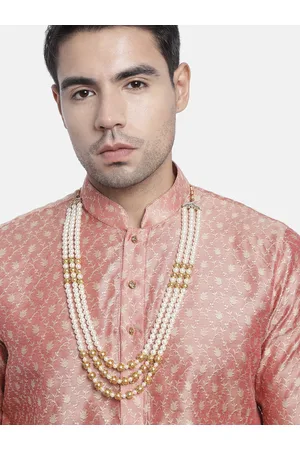 I Jewels Men White Gold-Plated Layered Necklace