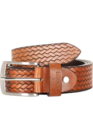 THE CLOWNFISH Men Brown Textured Genuine Leather Belt