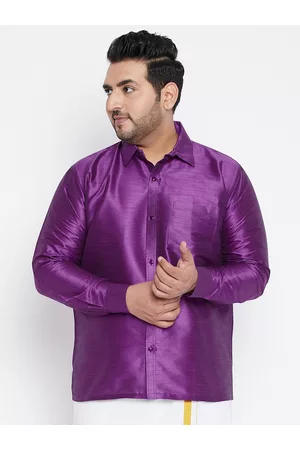 Vastramay Men Plus size Purple Premium Casual Shirt