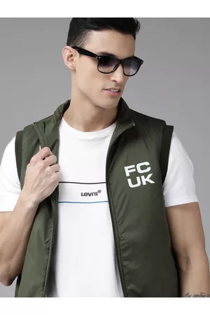 French Connection Men Olive Green Solid Bomber Jacket