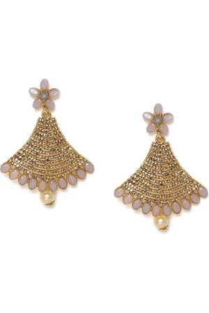 Kord Store Gold Plated Studded Geometric Drop Earrings