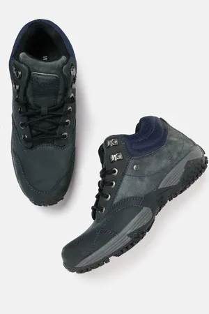 Woodland Men Navy Blue Leather Sneakers