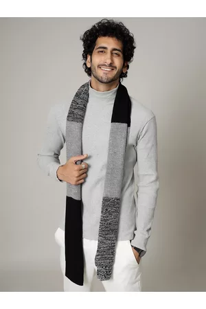 HANDICRAFT PALACE Men Black & Grey Knitted Mufflers