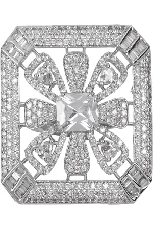 ANIKAS CREATION Silver-Plated AD Studded Handcrafted Finger Ring