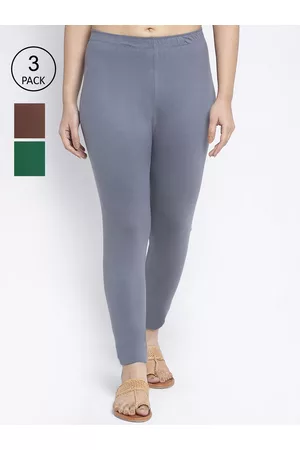GRACIT Women Pack Of 3 Solid Ankle Length Cotton Leggings