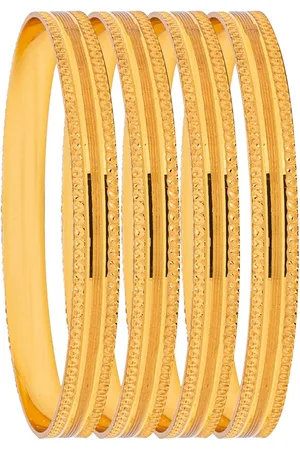 Shivansh Women Set of 4 Gold-Plated Textured Handcrafted Bridal Bangles