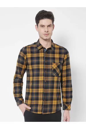 Pepe Jeans Men Yellow Checked Casual Cotton Shirt