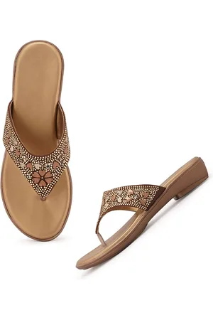 STYLE SHOES Women Brown Embellished Flats