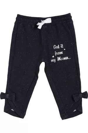 BodyCare Girls Navy Blue Printed Regular-Fit Cotton Track Pants