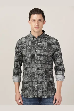 MERCHANT MARINE Men Green Classic Slim Fit Printed Pure Cotton Casual Shirt