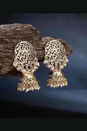 LAIDA Gold-Toned Gold Plated Dome Shaped Jhumkas