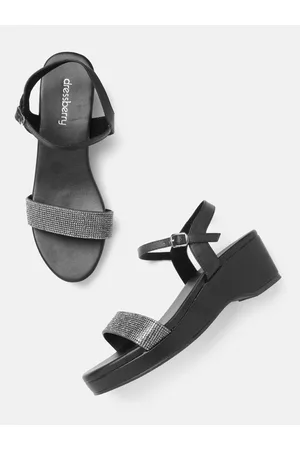 DressBerry Women Black Embellished Platform Heels