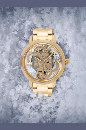 Guess Women Gold-Toned Skeleton Steel Straps Analogue Watch GW0300L2
