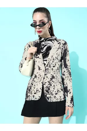 KASSUALLY Women Classy Beige Printed Blazer