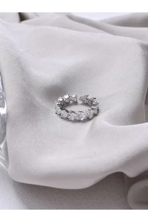 Joker & Witch Silver-Toned & White Stone-Studded Finger Ring