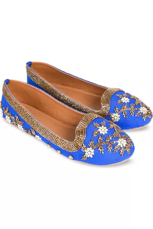 Sole House Women Blue Embellished Ballerinas Flats