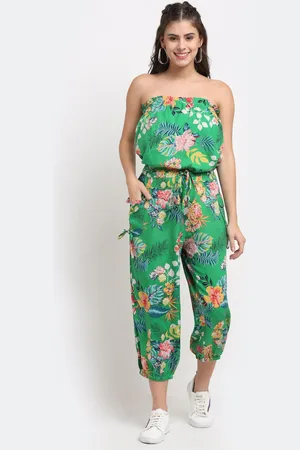NEUDIS Women Multicolored Off-Shoulder Floral Printed Off Shoulder Basic Jumpsuit