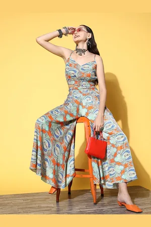 InWeave Women Blue Printed Top with Palazzos