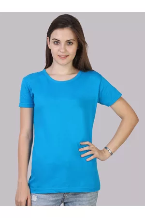 Fleximaa Women Blue Running Cotton T-shirt