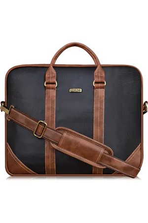 Lorem Unisex Blue & Tan Textured Laptop Bag