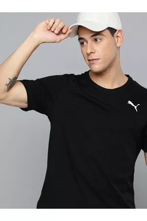 PUMA Men Black & White Brand Logo Printed Training or Gym DryCell T-shirt