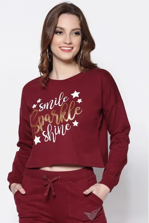 Sera Women Burgundy Printed Sweatshirt