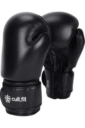 Cult Black Solid Boxing Leather Gloves