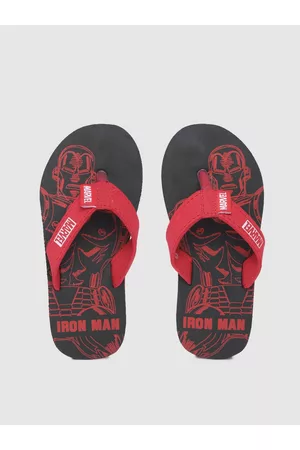 toothless Boys Black & Red Marvel Avengers Iron Man Printed Rubber Flip-Flops